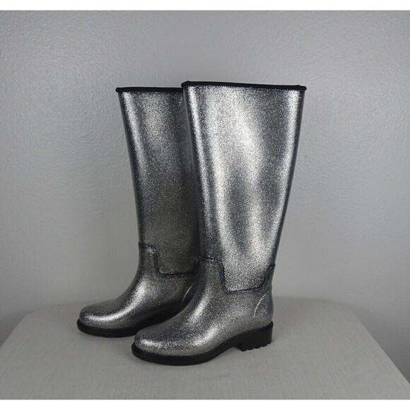 MELISSA Thermal Seasonal Rainboots Women's Boots Silver Lugged New Size 6 - Picture 4 of 11